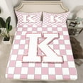 thumbnail image 2 of Castle Fairy Teens Monogrammed Letter 4 Pieces Queen Sheet Sets,Geometric Plaid Ultra Soft Flat Sheet,Sparkling Sequin Queen Fitted Sheet,Lightweight Room Decor, 2 of 7