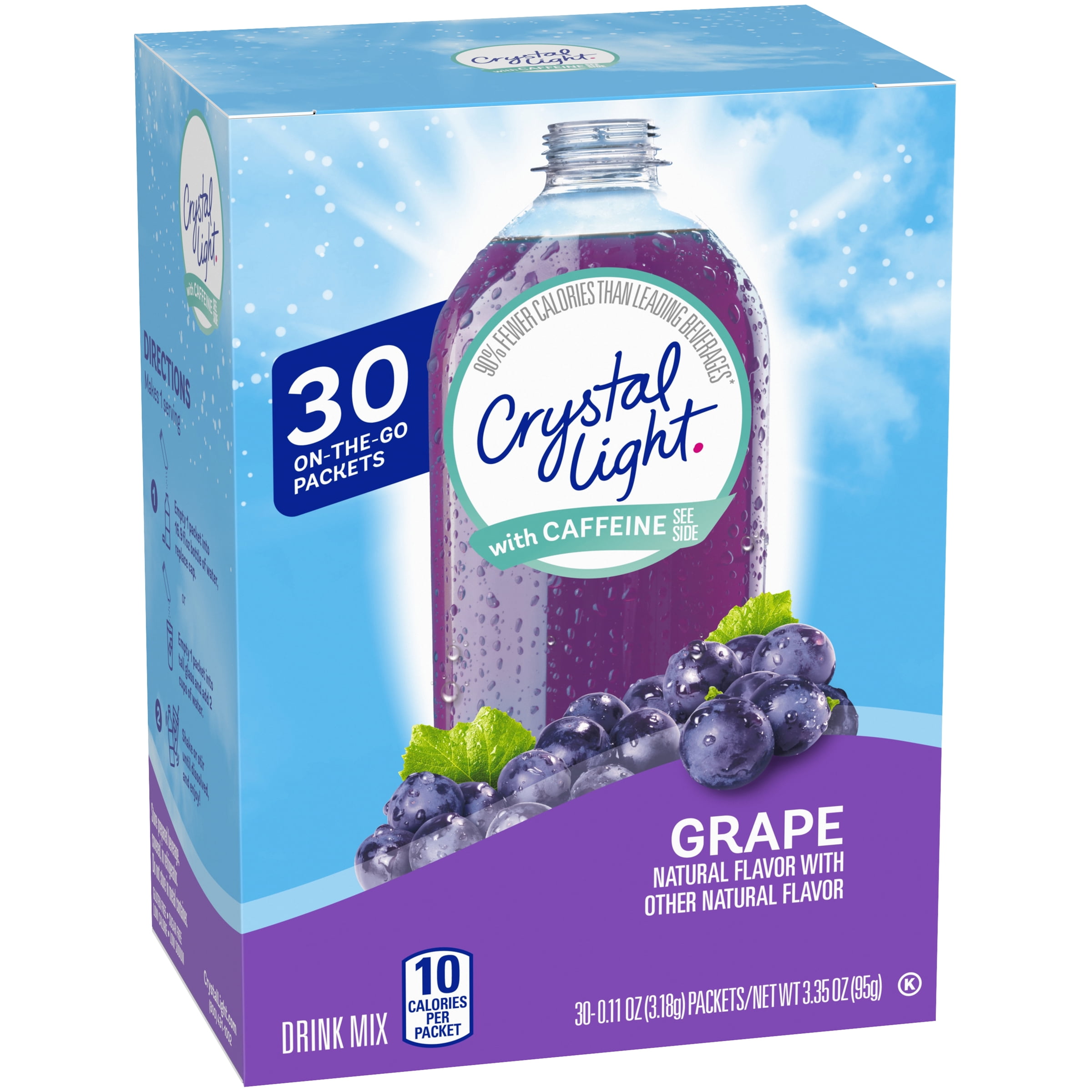 Crystal Light Grape Drink Mix with Caffeine, 30 On the Go Packets