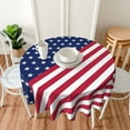 thumbnail image 6 of Patriotic Tablecloth Round 60 Inch American Flag Table Cloth 4th of July Table Cover Mat Washable Resistance Reused Polyester Decor for Holiday Banquet Party Home Dining Kitchen Room Picnic, 6 of 6