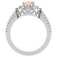 thumbnail image 3 of Engagement Ring for Women Pink Morganite Double Halo Diamond Proposal Ring 14K White Gold 2.65 CT TW, 3 of 5