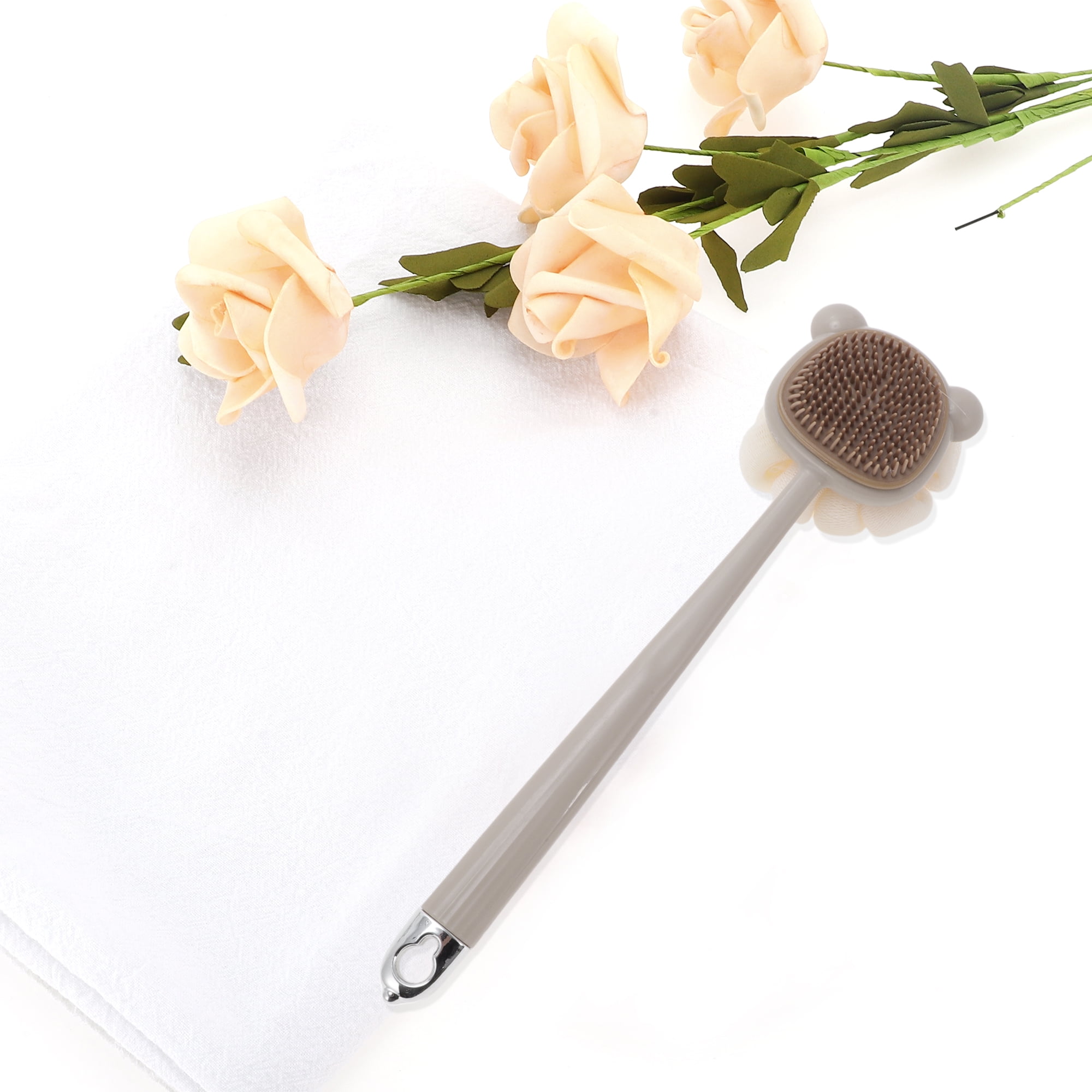 Unique Bargains Cartoon Long Handle Double-sided Bath Brush 1 Pc Gray