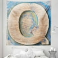 thumbnail image 1 of Letter Q Tapestry, Worn Look Soft Colored Writing Natural Vintage Background Design Uppercase, Fabric Wall Hanging Decor for Bedroom Living Room Dorm, 5 Sizes, Pale Brown Blue, by Ambesonne, 1 of 1