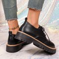 thumbnail image 6 of Women’s Platform Shoes, Leather Lace‑Up Chunky Lug Sole Loafers, Round‑Toe Casual Dress Shoes, 6 of 7