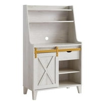 Bowery Hill Modern Wood Baker Rack with Sliding Door in White Oak