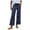 Navy, variant on LLYwey s Exercise Pants for Women Ladies Casual Drawstring Elastic Waist Linen Nine-Quarter Pants New Full Length Pants Trousers Regular Fitted Green-1 XL