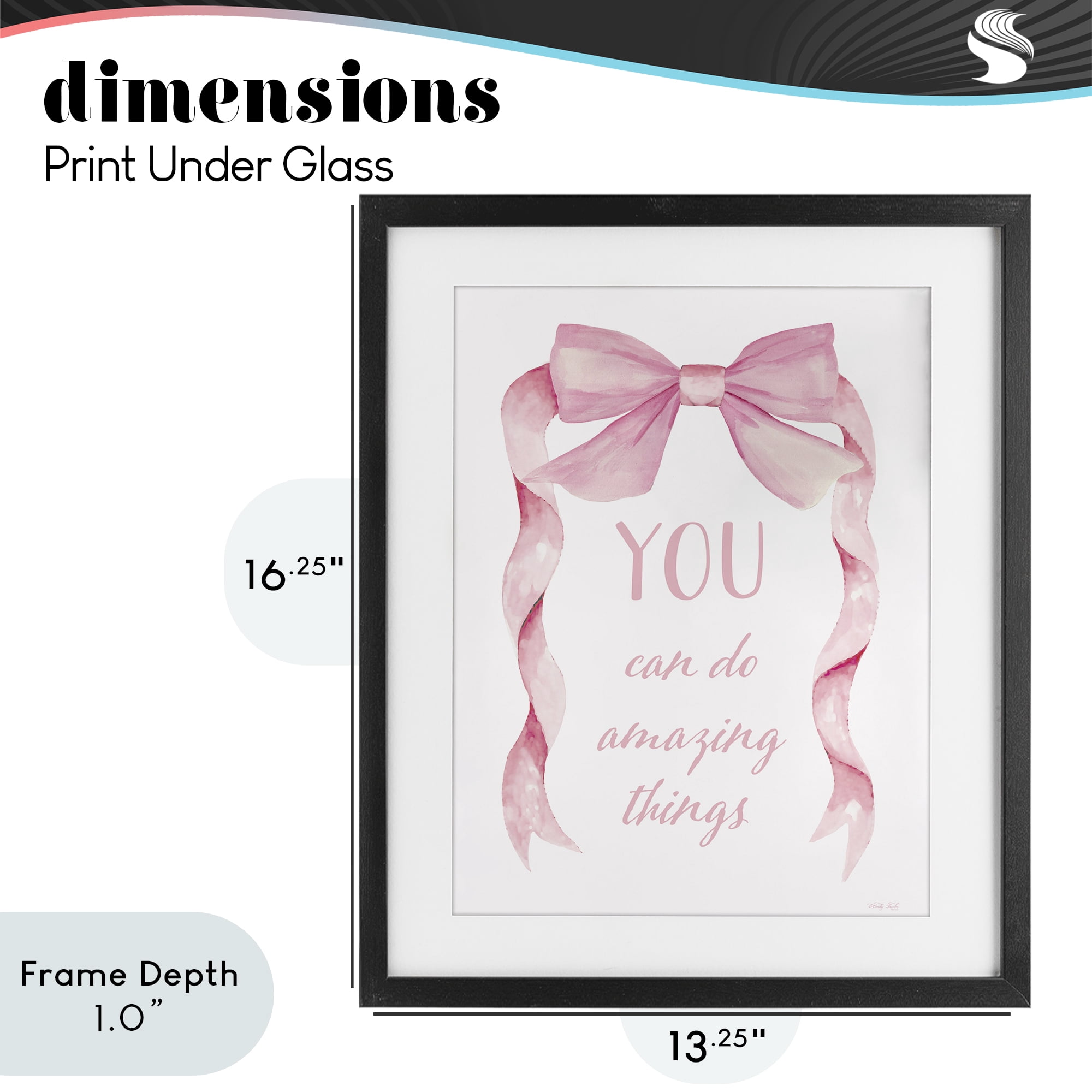 Stupell Industries Feminine Encouragement Ribbon Black Framed Print Under Glass, design by Cindy Jacobs