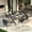Grey, variant on LayinSun 5 Piece Outdoor Dining Table Set, Aluminum Modern Rectangular Dining Table and All-Weather Wicker Chairs Set for Patio Deck Indoor Decor Kitchen