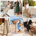 thumbnail image 4 of TEMOFON Linen Capri Pants Summer Wide Leg Pants for Women Casual Palazzo Khaki Womens Pant with Pocket L, 4 of 8