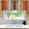 thumbnail image 6 of Brown Orange Striped Window Valance for Kitchen, Modern Vintage Wood Texture Rectangle Rod Pocket Short Curtain for Small Windows, Light Filtering Decorative Valance, 54 x 18 Inch, 1 Panel, 6 of 9