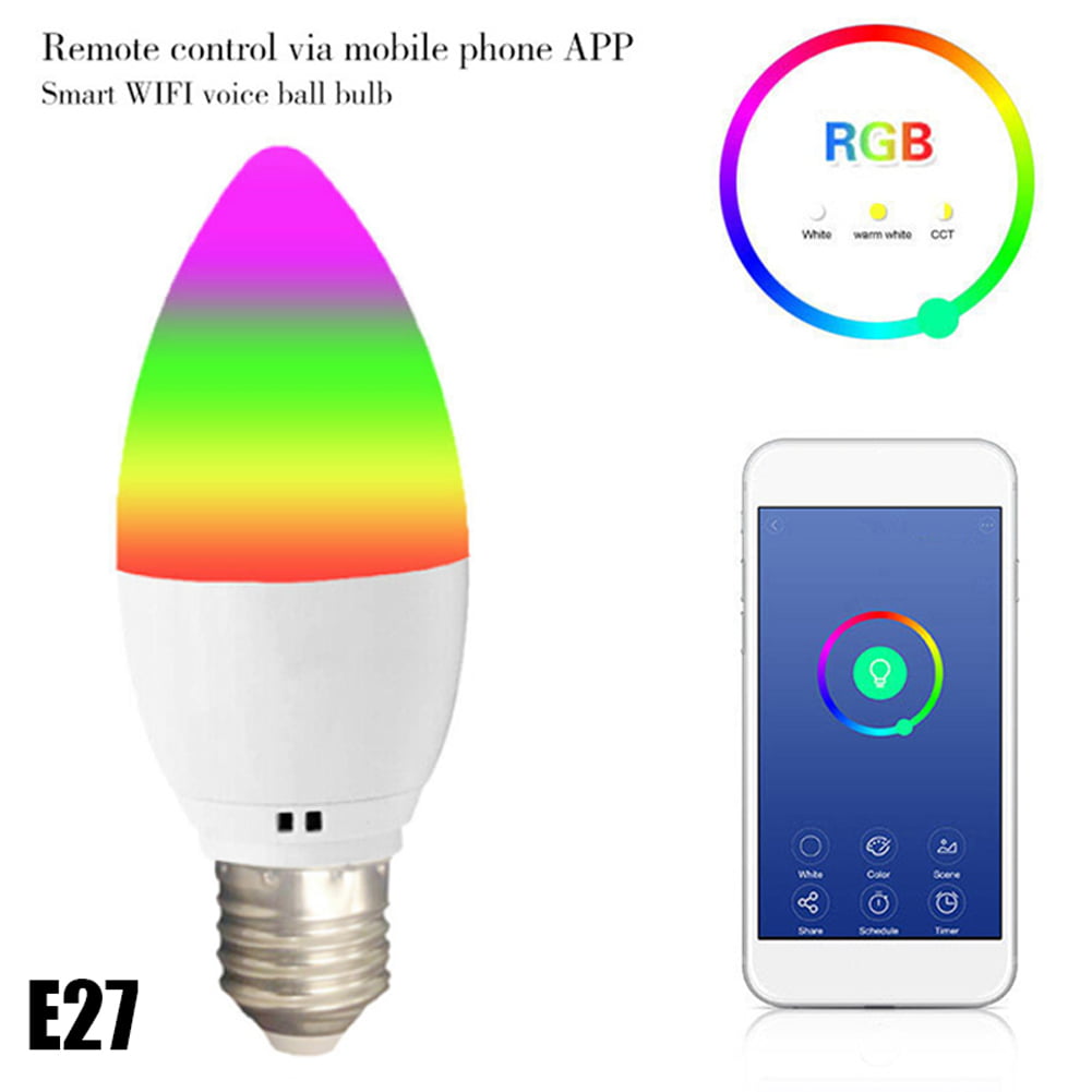 WiFi Smart Light Bulb E27 RGB+CCT LED Lamp Amazon Alexa/Google Home Control 