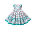 thumbnail image 5 of Girls Dress Vintage Green Heart Puffy Skirt Multi-color Stripe Sleeveless 7 Years, 5 of 6