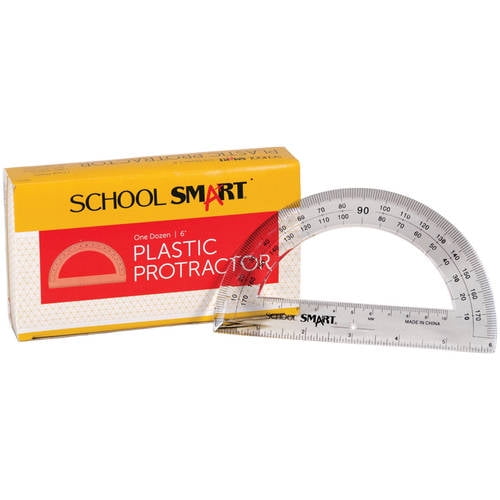 4" Ruler Clear.Set of 12 0-180* "School Smart" Plastic Protractor 