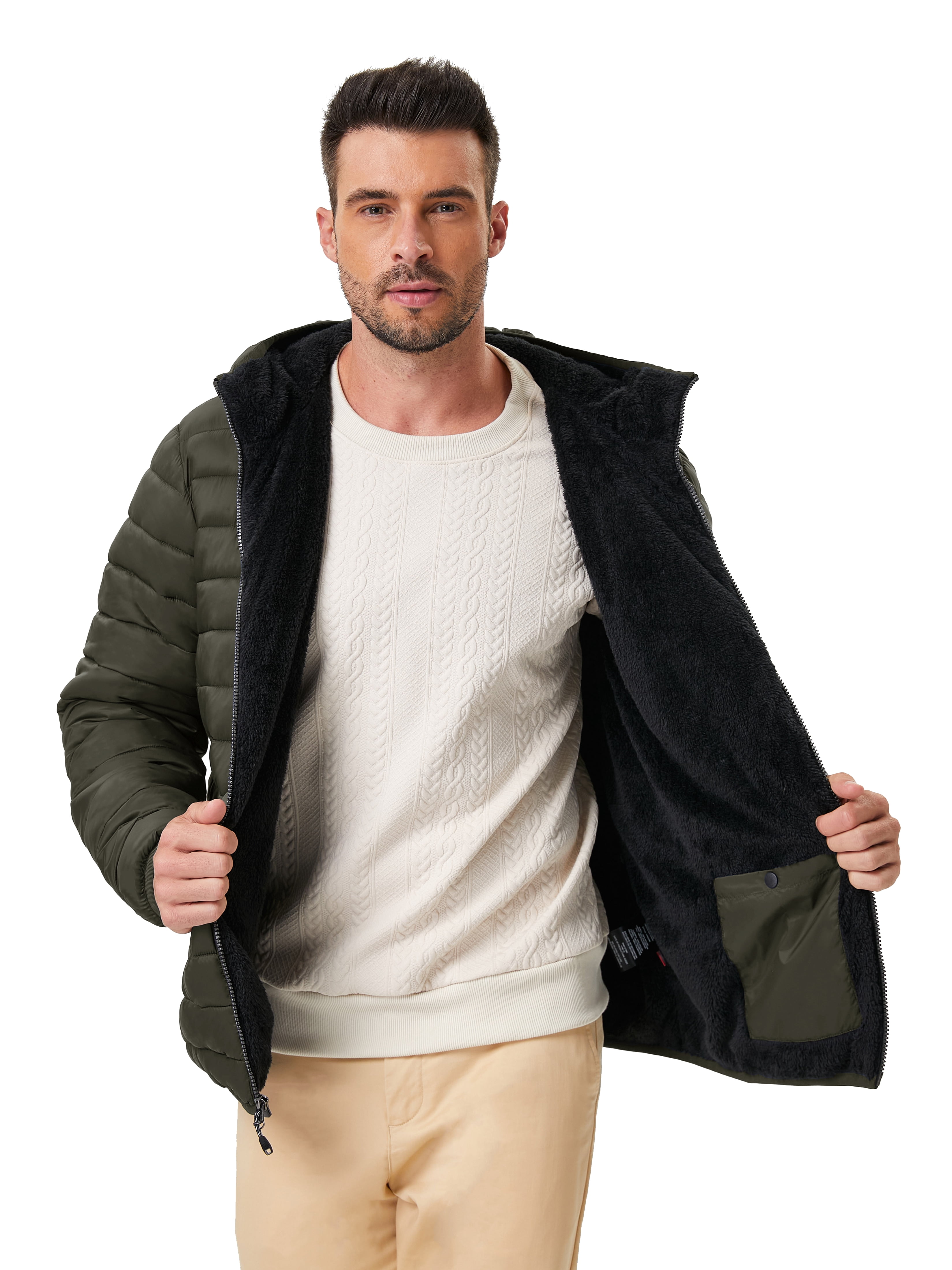 Hawke & Co Men's High Pile Fleece Lined Puffer Jacket, Sizes S-2XL