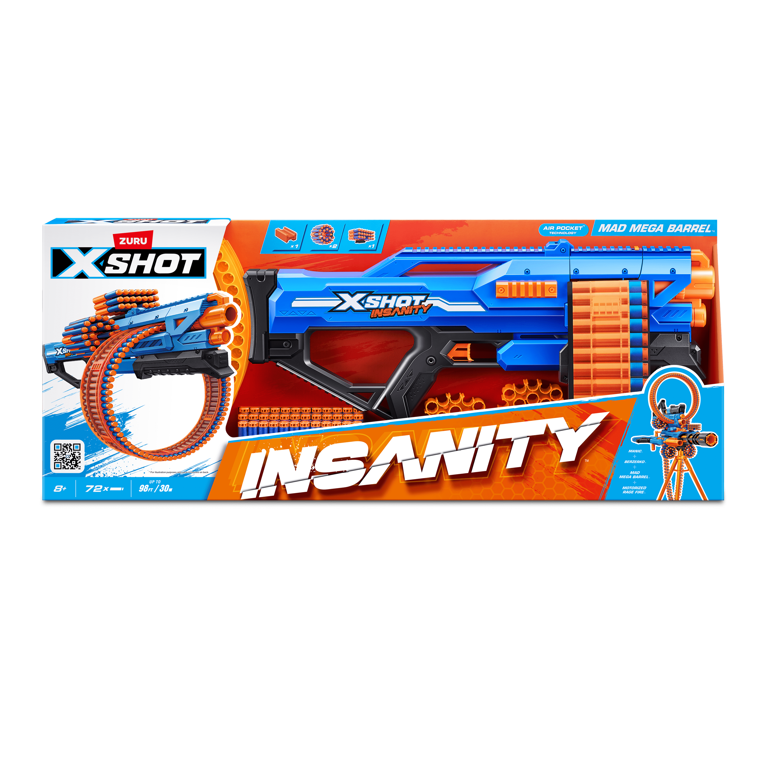 XSHOT Insanity Mad Mega Barrel Foam Blaster with 72 Darts photo 2