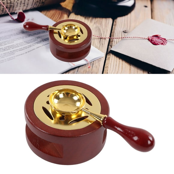 Wax Seal Kit Wax Seal Warmer Ax Seal Kit Spoon Candle Brass Head Wooden Handle Letter Sealing Kit Set Sealing Wax Sealing