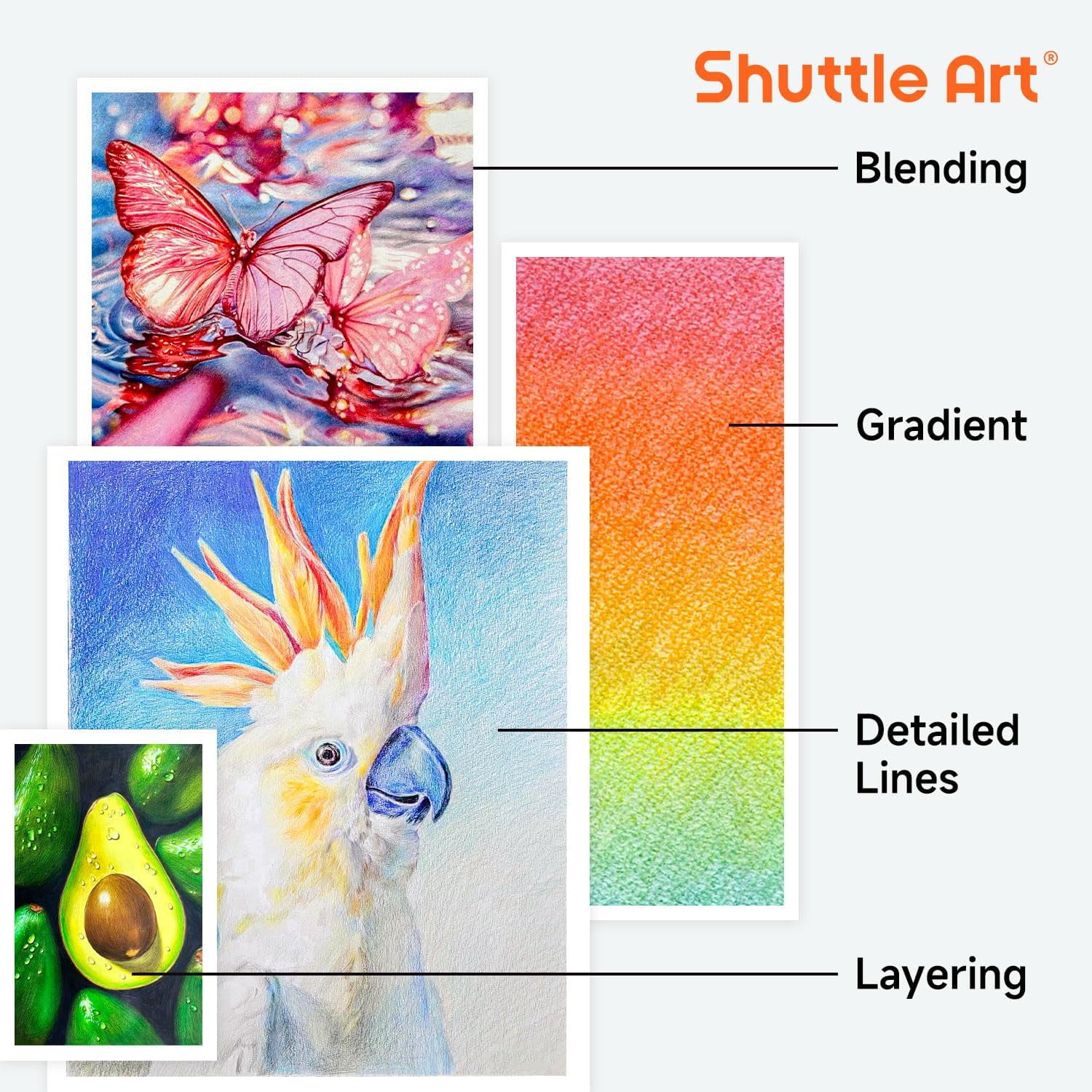 172 Colored Pencils, Shuttle Art Soft Core Color Pencil Set for Adult Coloring Books Artist Drawing Sketching Crafting