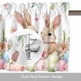thumbnail image 6 of Spring Bunny Easter Kitchen Curtain Valances for Windows Farmhouse Short Curtains, Floral Botanical Colorful Eggs Rod Pocket Valance Curtain for Bedroom Cafe Living Room, 6 of 8