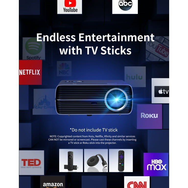 ASAKUKI Good Smart Home WiFi Bluetooth Projector, 4K Supported