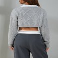 thumbnail image 4 of POINTERTECK Femmes Y2K Crop Tops Tricotés Patchwork Chandails Manches Longues Crochet Couverture Tendance Automne Mode Urbaine, 4 of 6