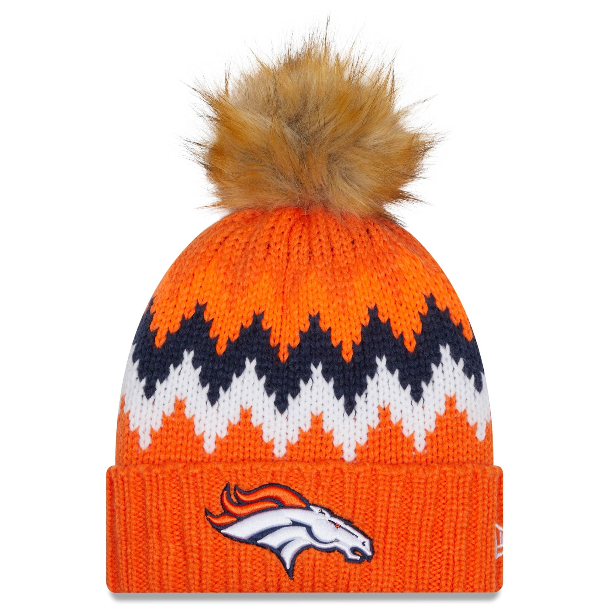 Denver Broncos New Era Women S Glacier Cuffed Knit Hat With Pom Orange Osfa Walmart Com Walmart Com