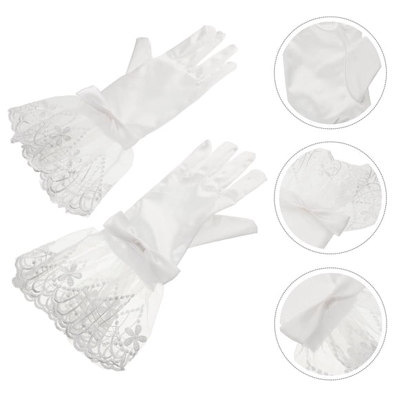 Milisten Fancy Gloves For Women 1 Pair White Lace Gloves Protects Wedding Dress Sleeves Bridal