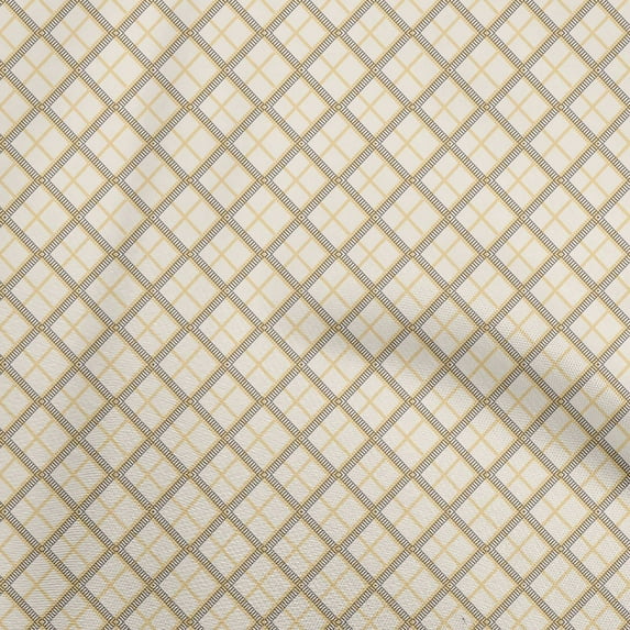 oneOone Cotton Poplin Dark Beige Fabric Geometric Dress Material Fabric Print Fabric By The Yard 42 Inch Wide