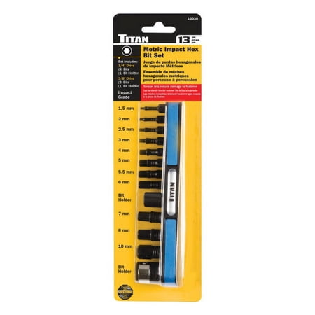 UPC: 0802090160387 | Titan Tools 16038 13 Piece Metric Impact Hex Bit Set