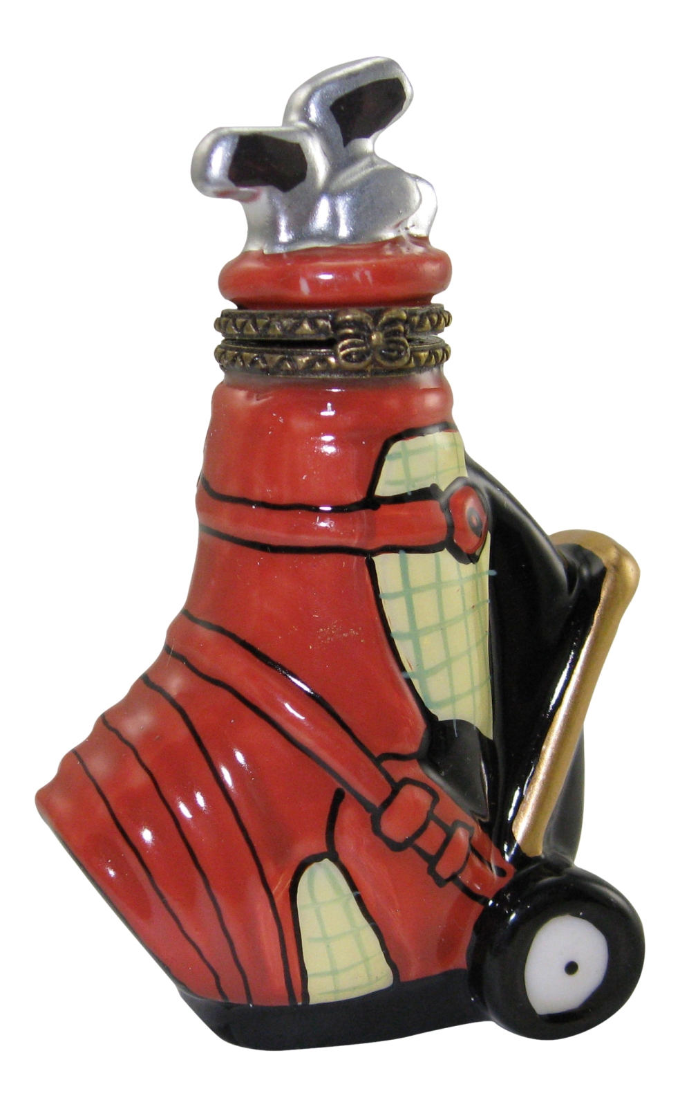 Golf Clubs and Bag 18 Holes Porcelain Hinged Trinket Box