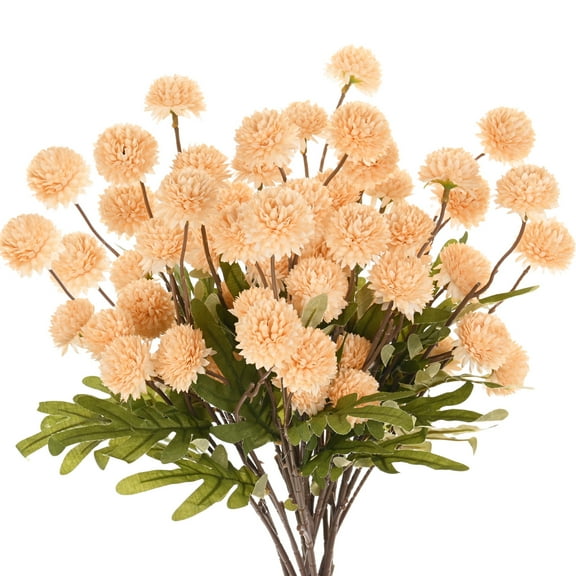 Uxcell Artificial Chrysanthemum Ball Flowers, 20" Faux Hydrangea Silk Bouquets for Home/Wedding Champagne 30 Pack