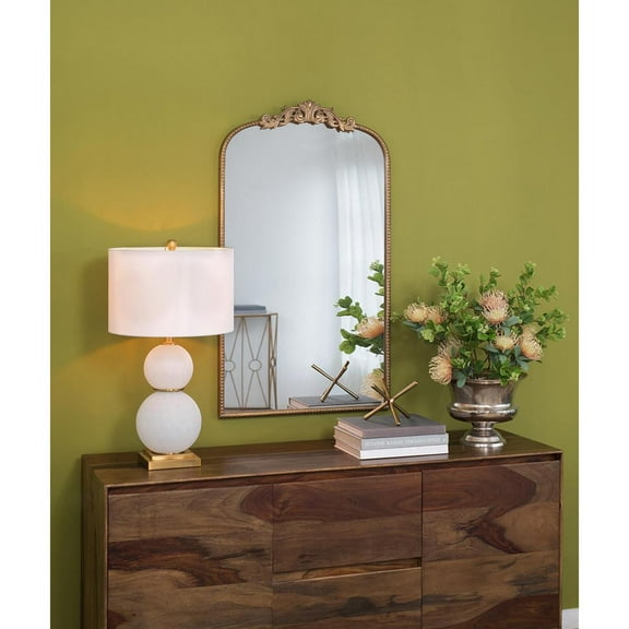 HomeRoots 485054 42 in. Gold Arch Iron Framed Accent Mirror