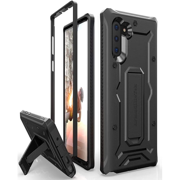 ArmadilloTek Vanguard Case Compatible with Samsung Galaxy Note10 Military Grade Full-Body Rugged with Built-in Kickstand [Screenless Version] - Black