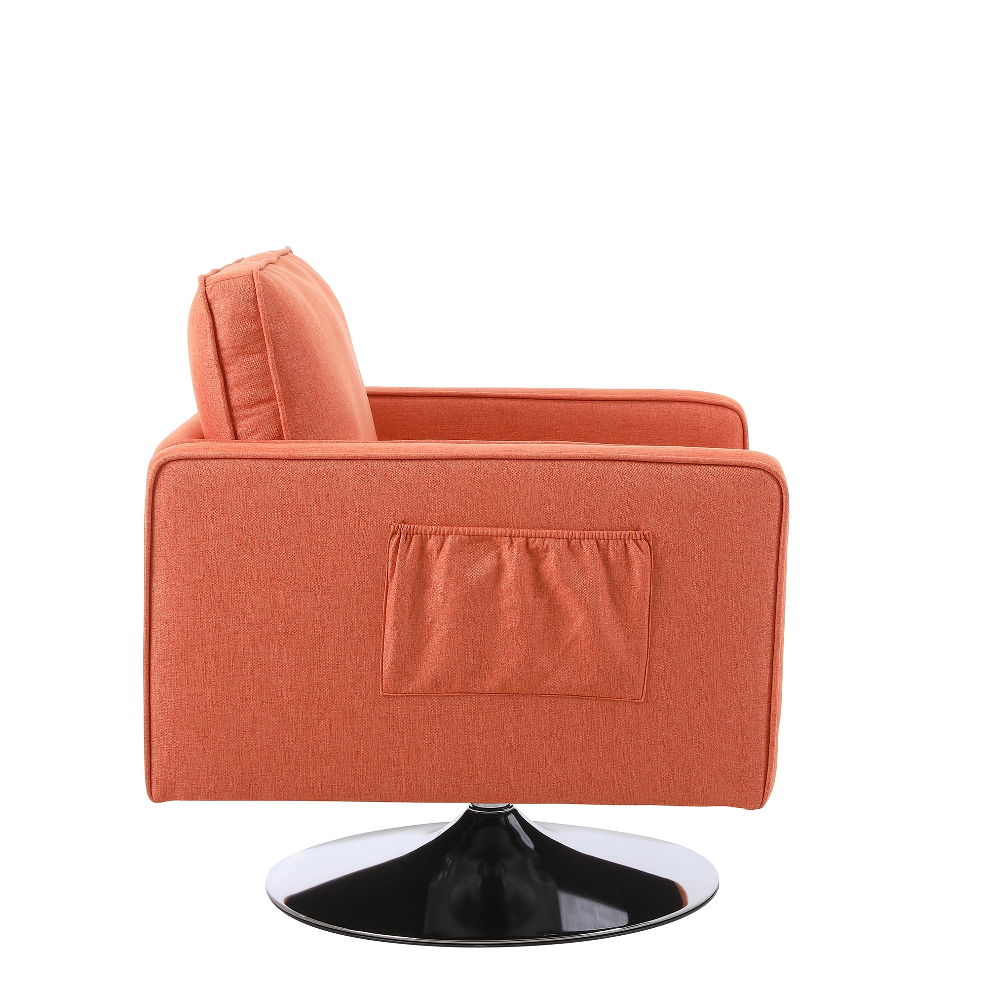 Kadyn Swivel Accent Barrel Chair, Linen Armchair with 360 Degree Swiveling and Side Pocket for Living Room, Orange Kadyn Swivel Accent Barrel Chair, Linen Armchair with 360 Degree Swiveling and Side Pocket for Living Room, Orange