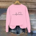 thumbnail image 2 of yillto Women's Long Sleeve Shirts Lightweight Crewneck Pullover Sweatshirt Heart Printed Loose Tee, 2 of 5