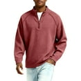 thumbnail image 2 of Lumtrix Mens Quarter Zip Pullover Lightweight Sweatshirt Waffle Mock Neck Casual Long Sleeve Top Wine XL, 2 of 6