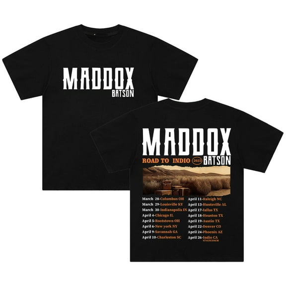 Maddox Batson Road To Indio Tour 2025 T-shirt Crewneck Short Sleeve Cotton Tee Women Men Streetwear Tops
