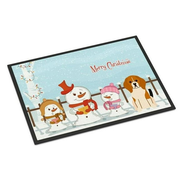 Carolines Treasures Merry Christmas Carolers Beagle Tricolor Door Mat Indoor Rug or Outdoor Welcome Mat 18x27 Doormat