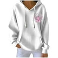 thumbnail image 2 of Ounisa Breast Cancer Oversized Hoodies Fleece Drawstring Shirts for Women Pink Ribbon Sweatshirt Cancer Fight Awareness Shirt Faith Casual Long Sleeve Tops, 2 of 5