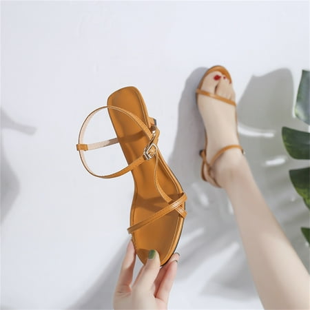 

Christmas Fashion Spring And Summer Women Sandals Casual Style Elegant Buckle Mid Heel Shoes
