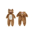thumbnail image 2 of RUINIXCW Newborn Baby Girl Boy Christmas Reindeer Costume Kid Infant Fall Winter Outfit Fleece Snowsuit Footed Jumpsuit Long Sleeve Hooded Zip Romper, 2 of 10