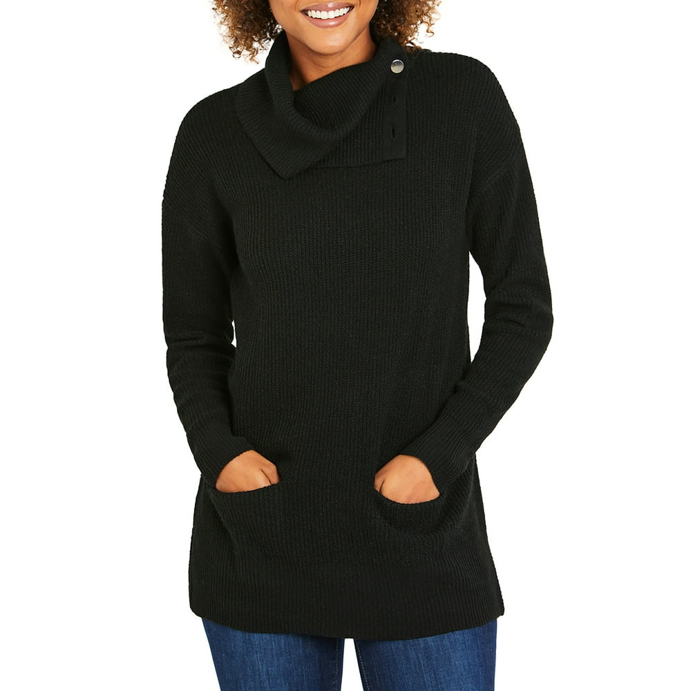 Martha Stewart Martha Stewart Everyday Women's Button Cowl Neck Tunic