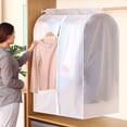 thumbnail image 5 of 2 piezas engrosadas tridimensionales cubierta antipolvo para ropa bolsa de almacenamiento de ropa transparente bolsa para colgar traje cubierta antipolvo (60 × 30 × 90 CM, blanco), 5 of 5