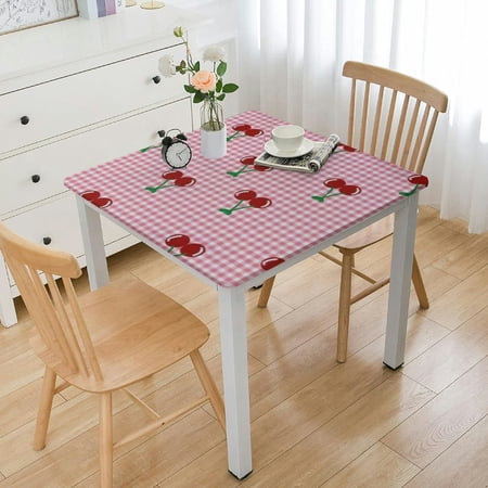 BANET Checkered Cherry Tablecloth Rectangle Table Cloth Large Square Table Cover for Dining Kitchen Party white