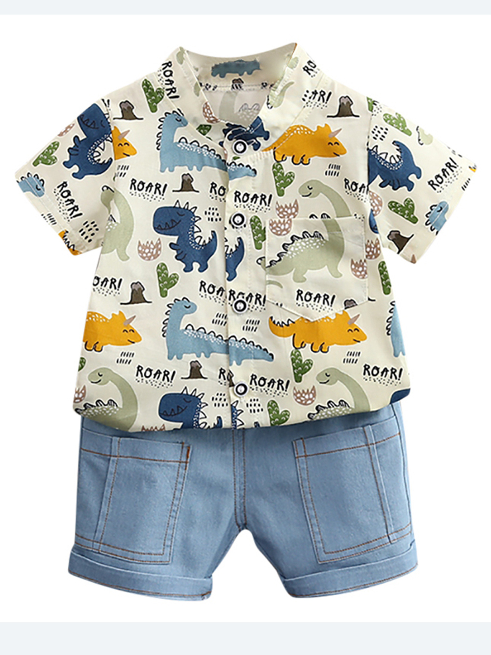 Newborn Baby Boys Girls Clothes Short Sleeve T-Shirt Tee+Denim Pants Outfits Set