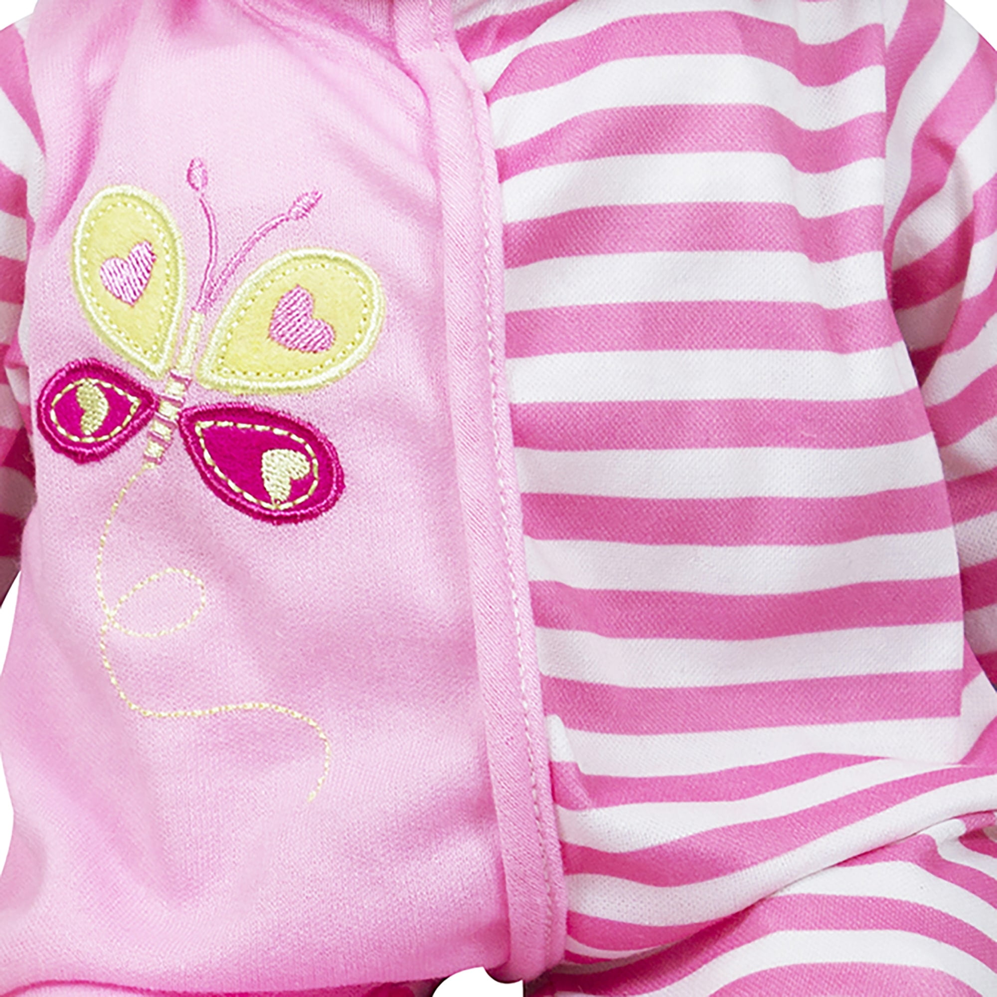Lissi: 16" Talking Baby Doll - Pink & White Striped Butterfly Onesie, Matching Hat, 24 Interactive Sounds, Soft Body, Roleplay Toy, Kids-Toddlers 2+