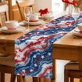 thumbnail image 5 of American Flag Tie-dye Table Runner 48 Inches, Blue Red Ombre Abstract Art Bed Runner Dresser Scarves Tabletop for Indoor Outdoor Parties/Ceremony/Banquet, 13" x 48", 5 of 8