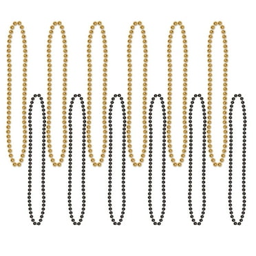 144 Pack Beistle Party Bead Necklaces - Small Round black/gold