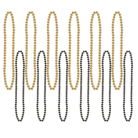 144 Pack Beistle Party Bead Necklaces - Small Round black/gold
