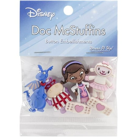 Embellishment Page Kit - Dress It Up Disney Doc McStuffins Button Embellishments, 6 Piece