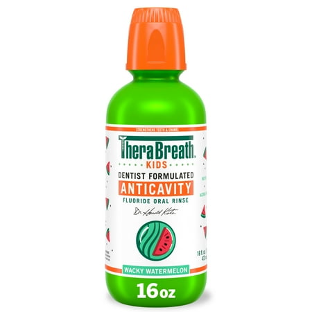 TheraBreath Kids Mouthwash with Fluoride, Organic Wacky Watermelon, Anticavity, 16 fl oz