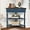 Navy Blue, variant on Amposei Small Corner Table for Small Spaces, 33.8-Inch Wood Triangle Side Table with Drawer & 2 Open Shelves for Living Room Bedroom, Light Espresso